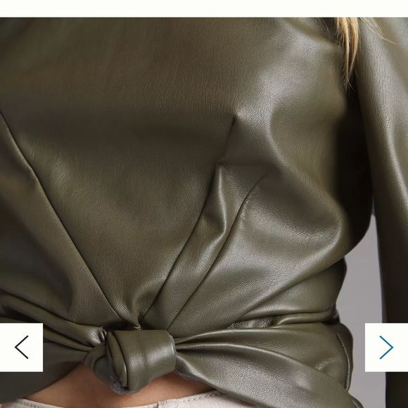 Anthropologie Hutch Square Neck Faux Leather long sleeve top - Picture 3 of 5